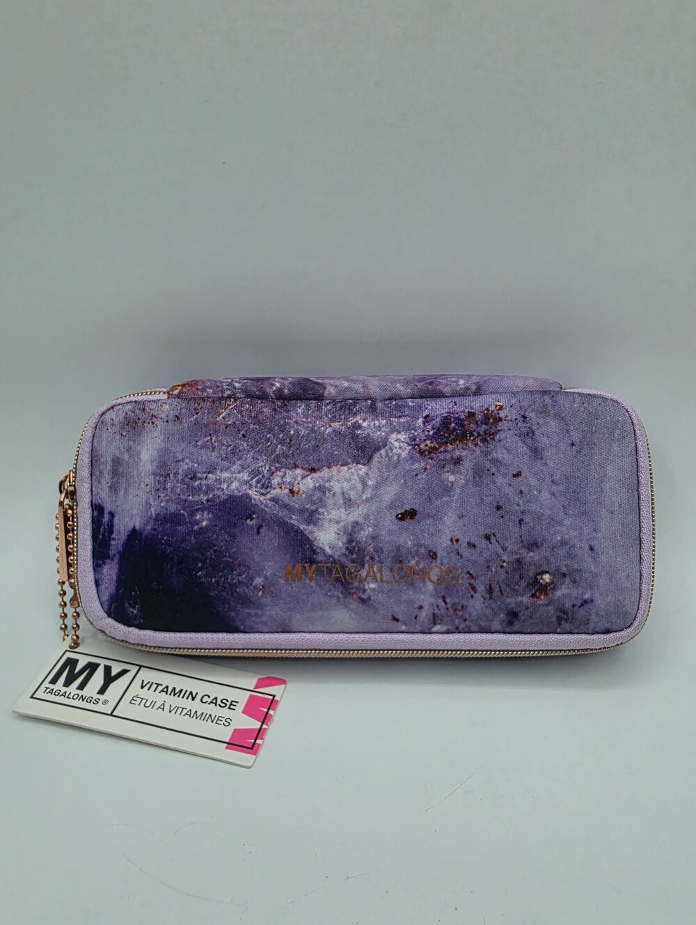 My Tagalongs Vitamins Organizer Zip Around Case Purple Marble